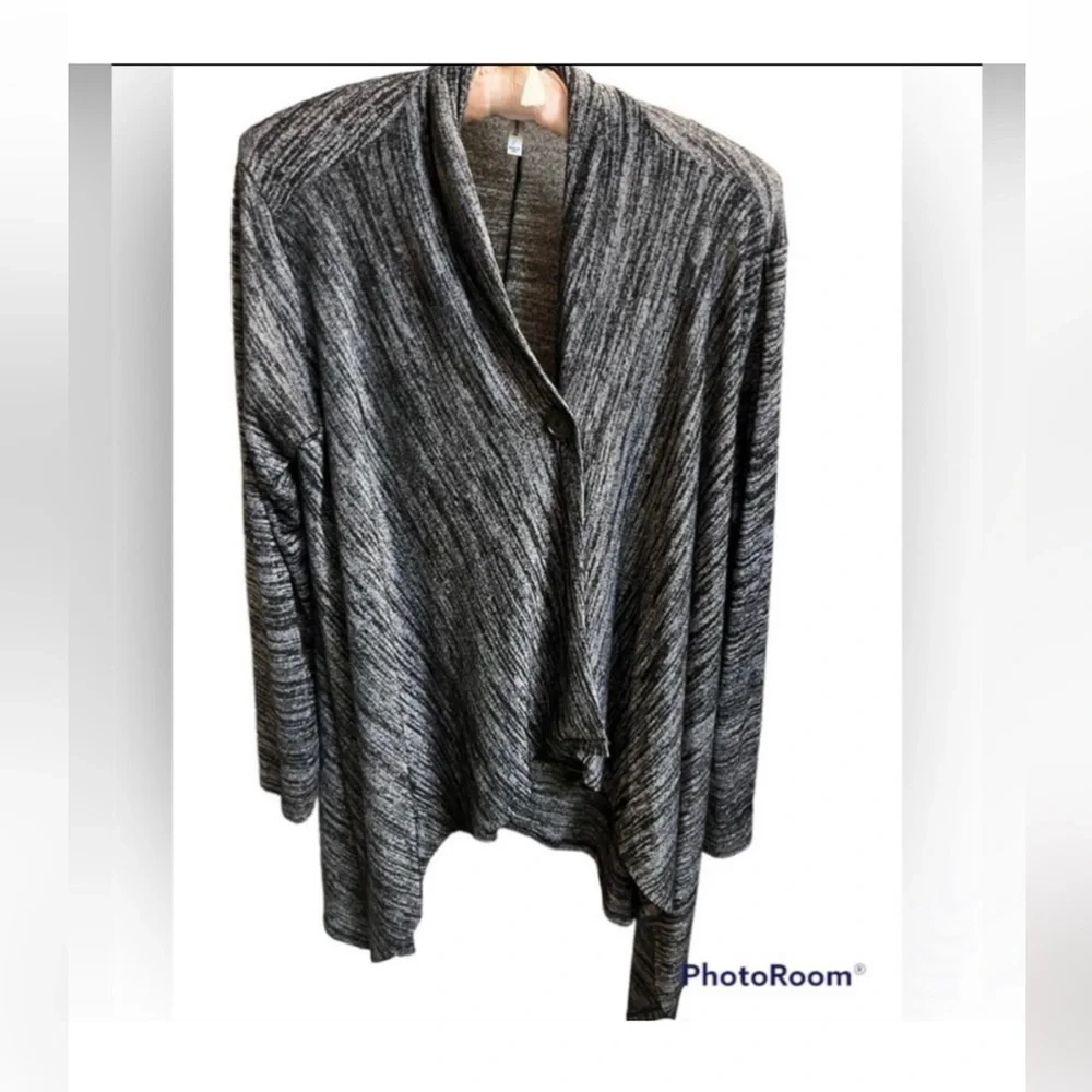 PASSPORTS Waterfall Asymmetric SMwomen's open front button gray Cardigan Duster